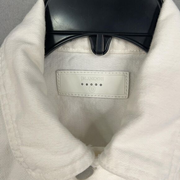 BLANKNYC Jacket Womens XS White Belted Denim Peplum Coastal Cowgirl Minimal Y2K - Picture 4 of 14